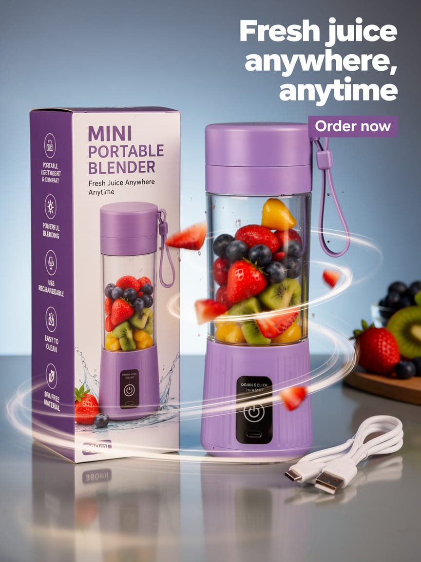 Portable Mini Blender with USB charging cable